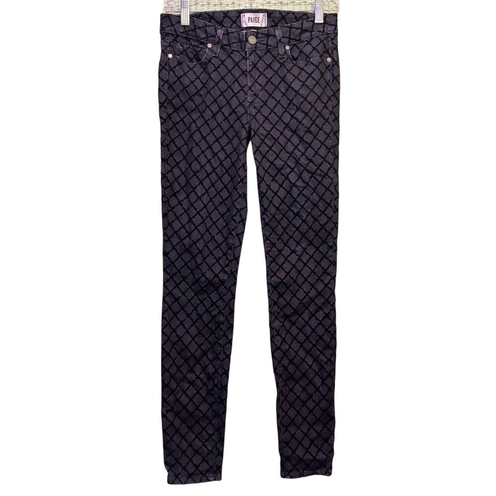 PAIGE Women’s Verdugo Ultra Skinny Velvet Diamond Patterned Denim Jeans Size 27